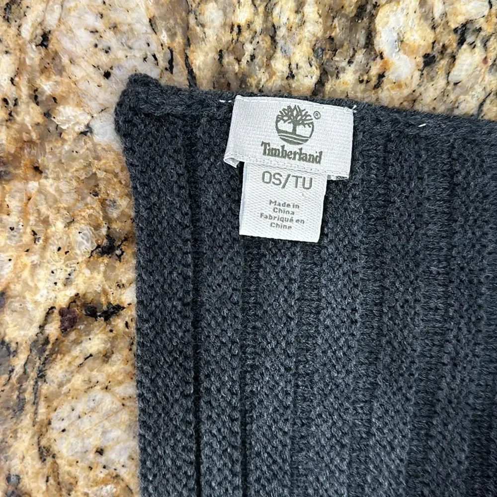 Timberland Black Ribbed Knit Scarf
